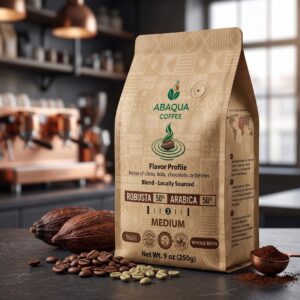 Roasted Coffee Whole Beans, Robusta 50% and Arabica 50%. Blended 250 G